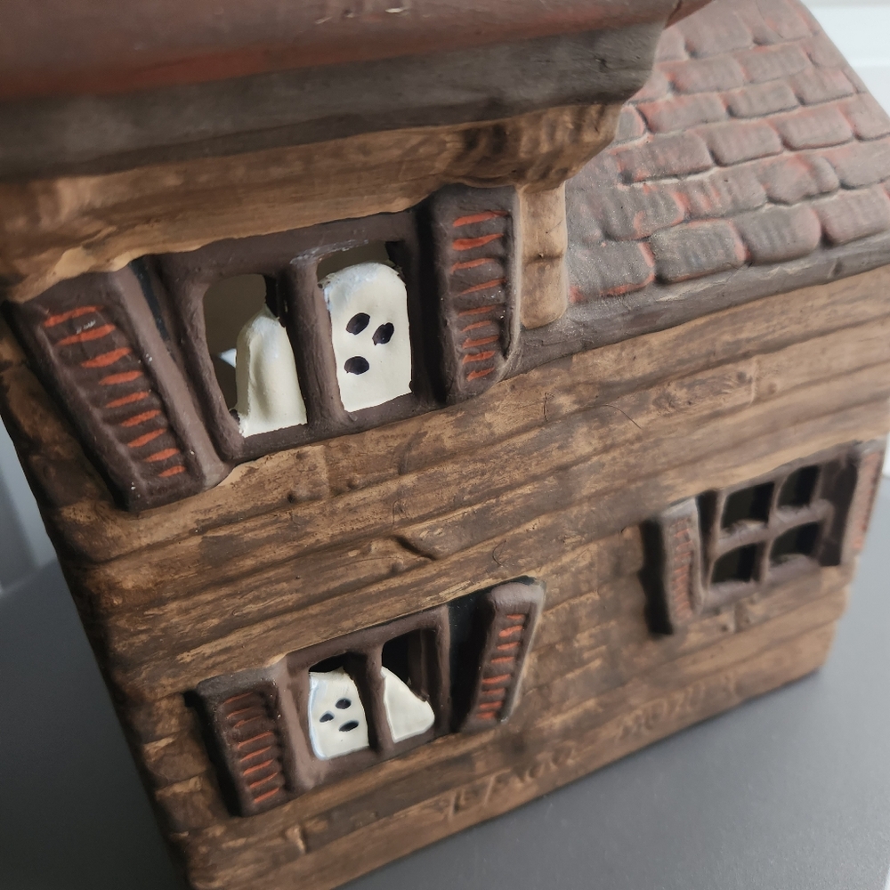 Vintage 1978 Lefauve Handpainted Ceramic Haunted House Halloween Ghost Pumpkin - Picture 11 of 16
